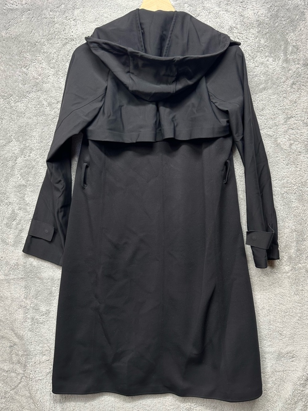 Athleta Black Hooded Trench Coat Lightweight Jacket Size 0 Minimalist Active - Picture 2 of 10